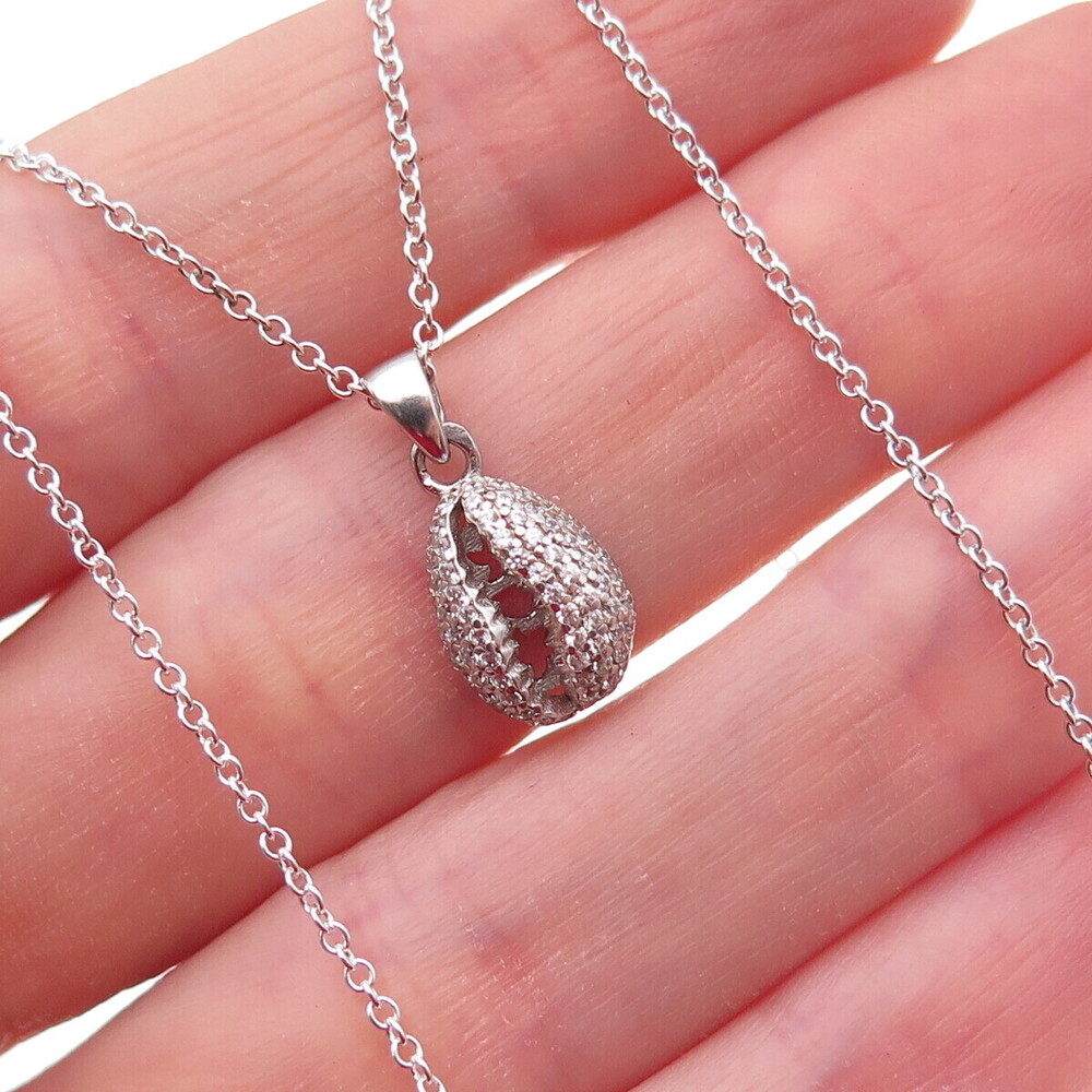925 Sterling Silver Round-Cut C Z Coffee Bean Cable Chain Necklace 18"
